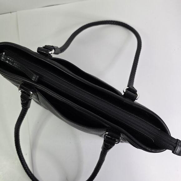 Brighton Vintage Leather 3D Hearts Black Brown Shoulder Bag double handle Zip - Picture 8 of 13